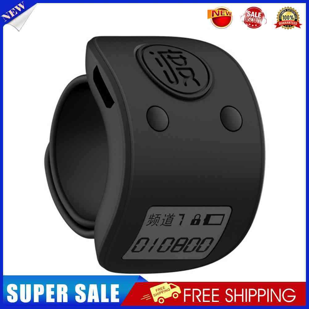 Portable Electronic Counter Ring USB Rechargeable 9-Digit Clicker (Black)