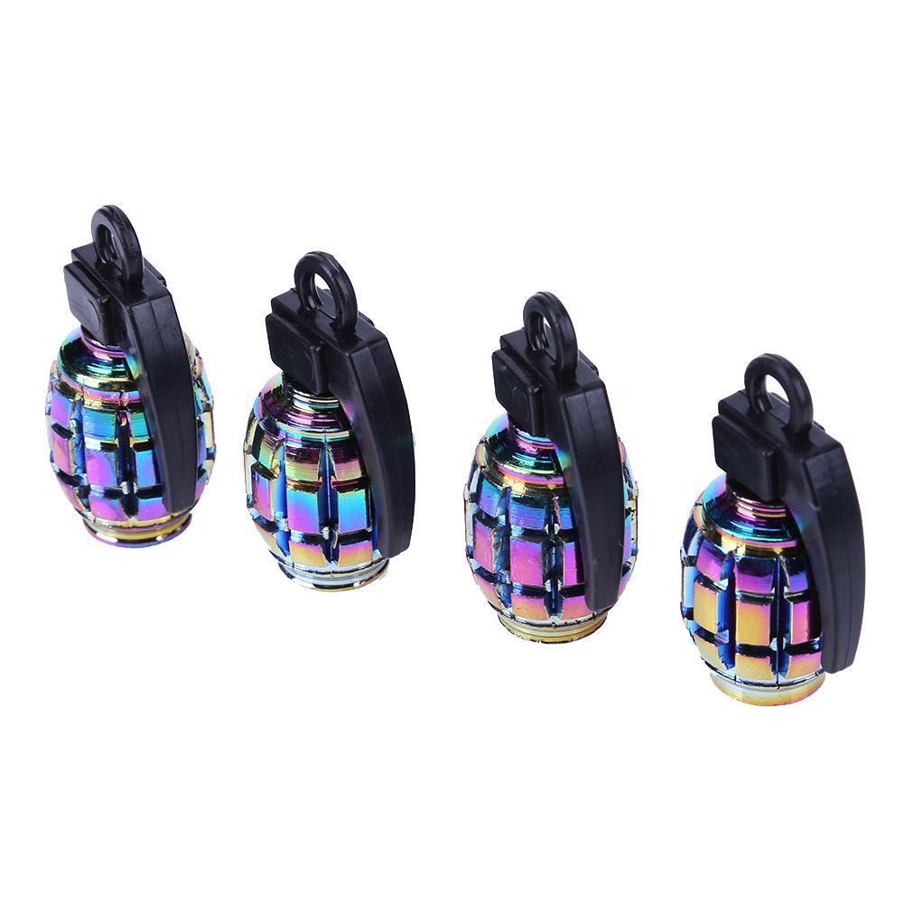 4pcs Rainbow Color Car Tire Aluminum Dust Caps Covers for Schrader Valves
