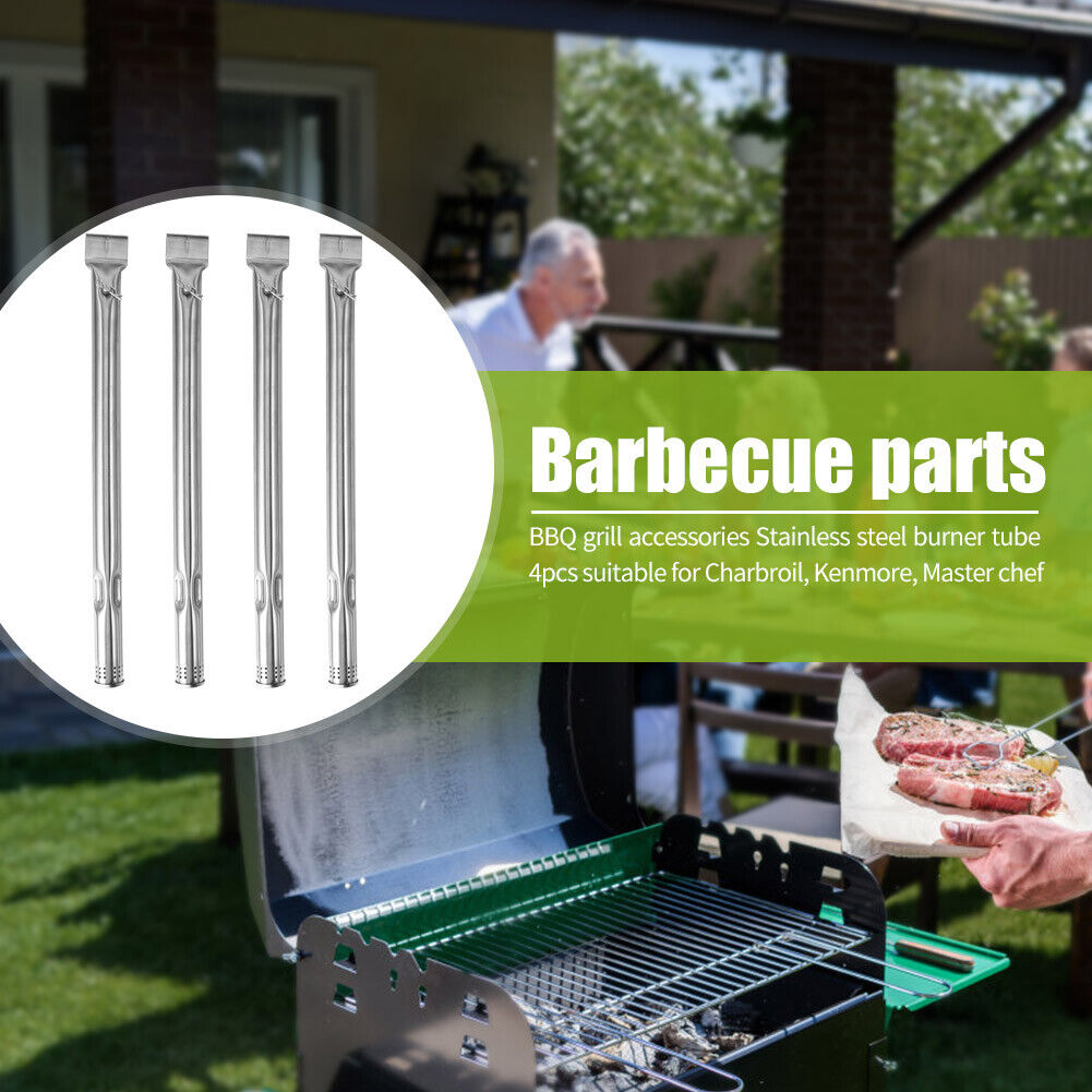 4x BBQ Gas Grill Tube Stainless Steel Barbecue Burners Replacement Pipes