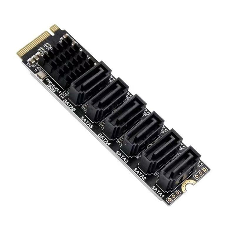 Pcie X2 M.2 Key M to 6-Port Sata 3.0 Adapter Card Ngff Nvme Sata 3.0 Converter