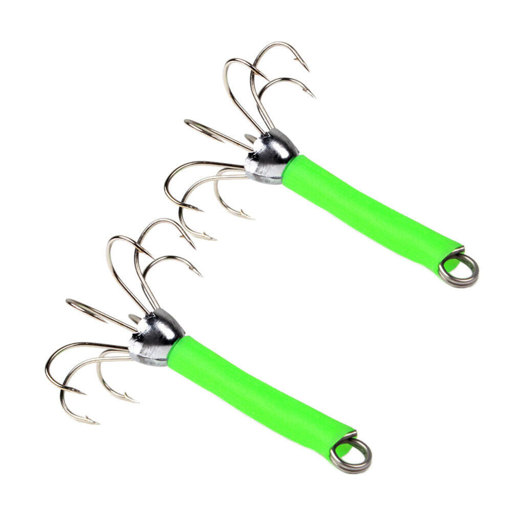 8 Pieces Fishing Lures Squid Jigs Hooks Freshwater Saltwater Bait Green