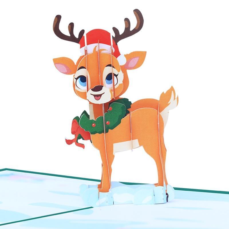 Christmas Deer Card Xmas New Year Greeting Card for Kids Wife Women Husband Gift