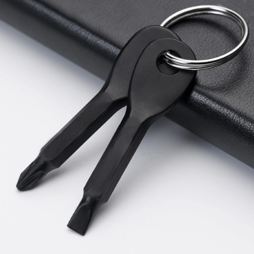 2pcs Metal SLOTTED/PHILLIPS Screwdriver Set Outdoor Multi Tool Key Ring