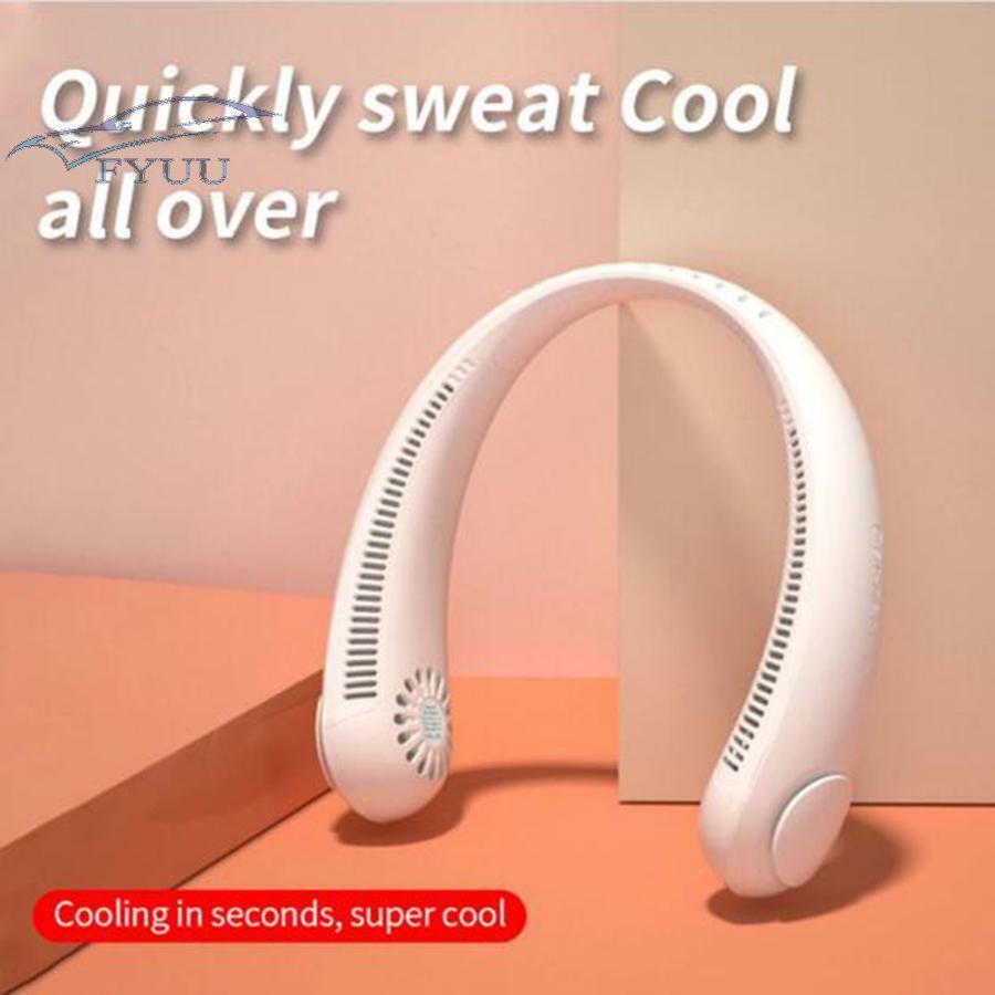 White USB Portable Hanging Neck Fan Air Cooling Little Electric Air Conditioner