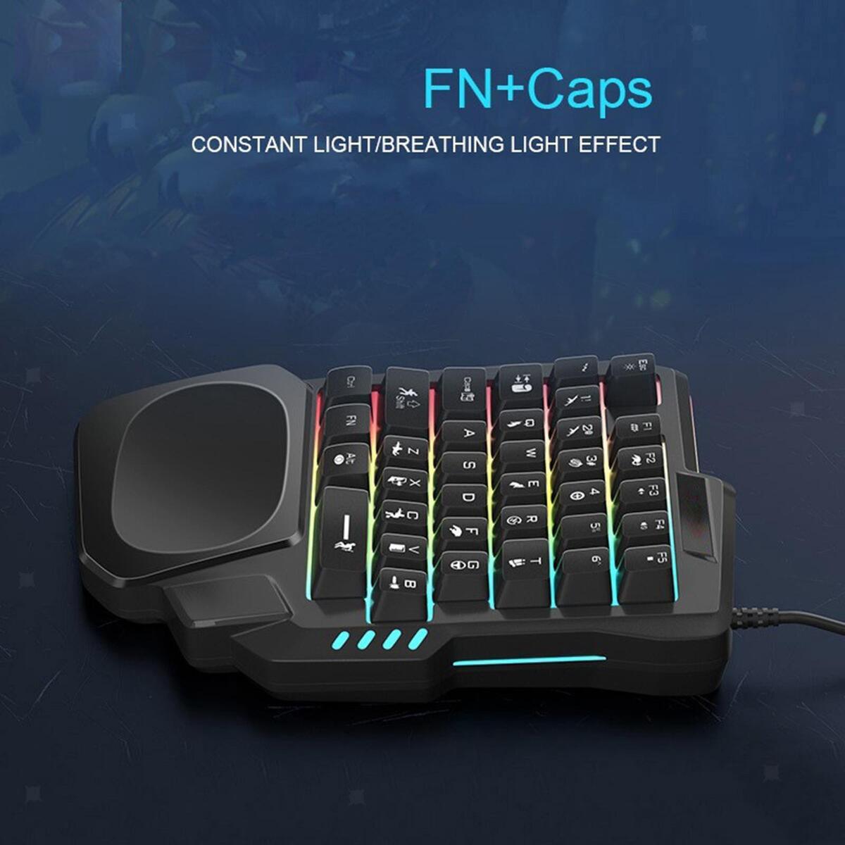 Gaming Keypad RGB Backlit Small One-Handed 35-Key Portable for Video Gaming