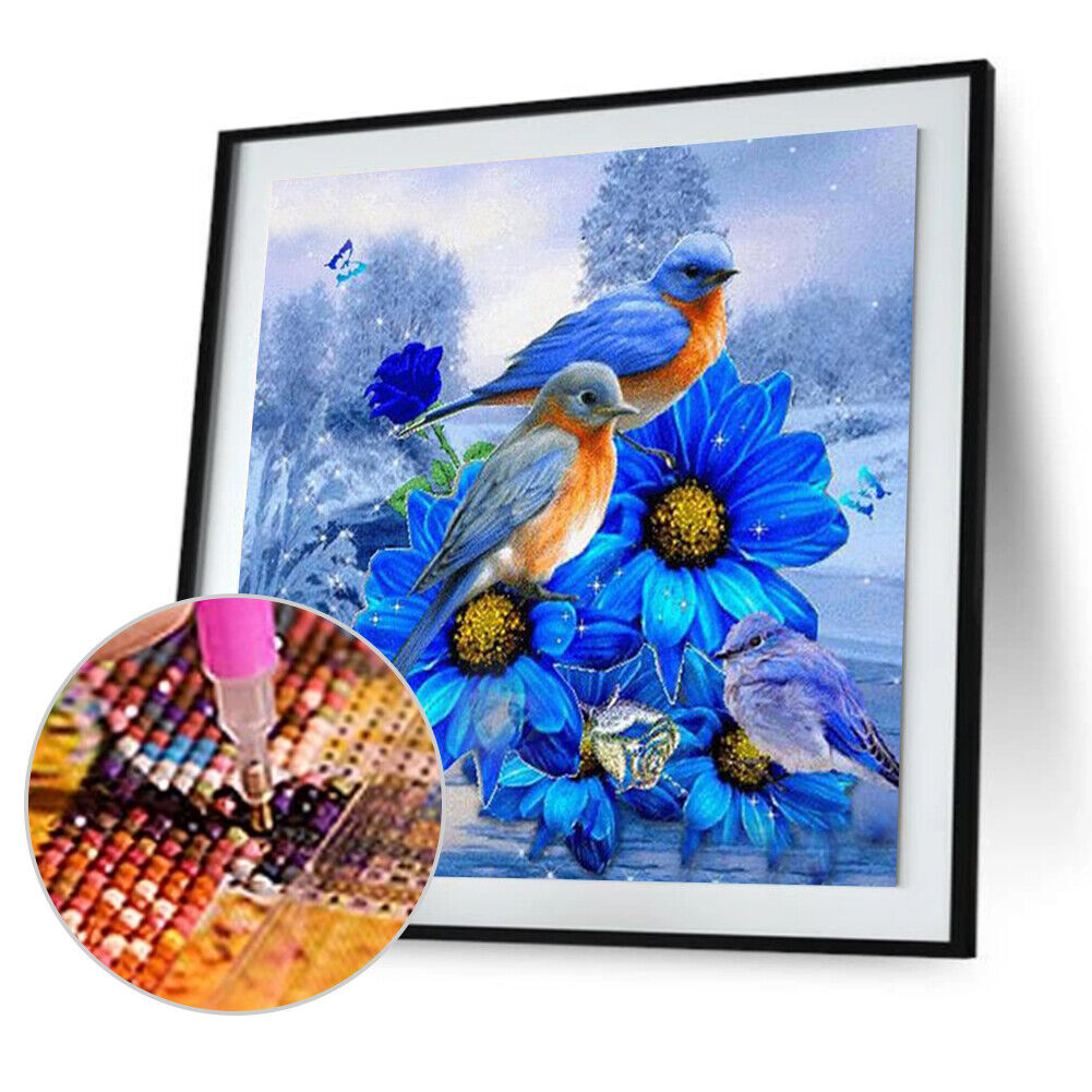 5D Blue Bird Diamond Painting Cross Stitch Mosaic Picture Needlework Decor