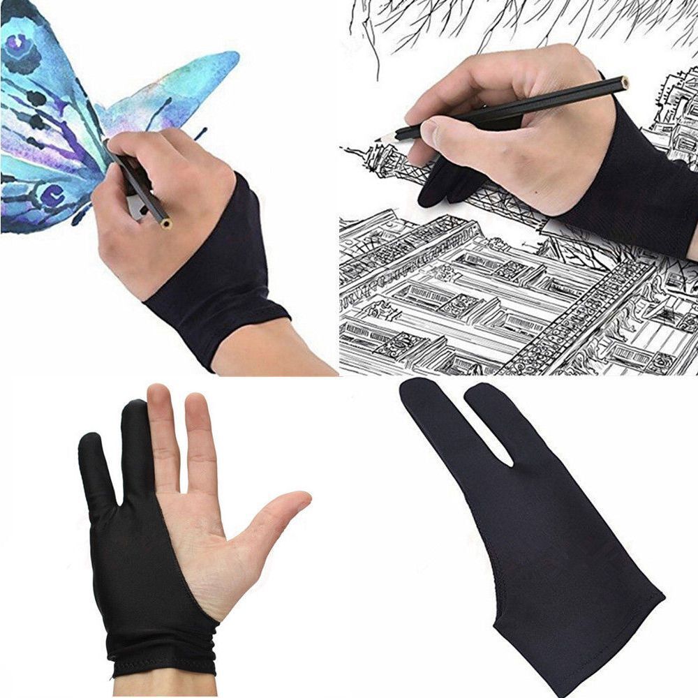 Hot Universal Fingerless Free Size Two Finger Anti-fouling Drawing Glove Black