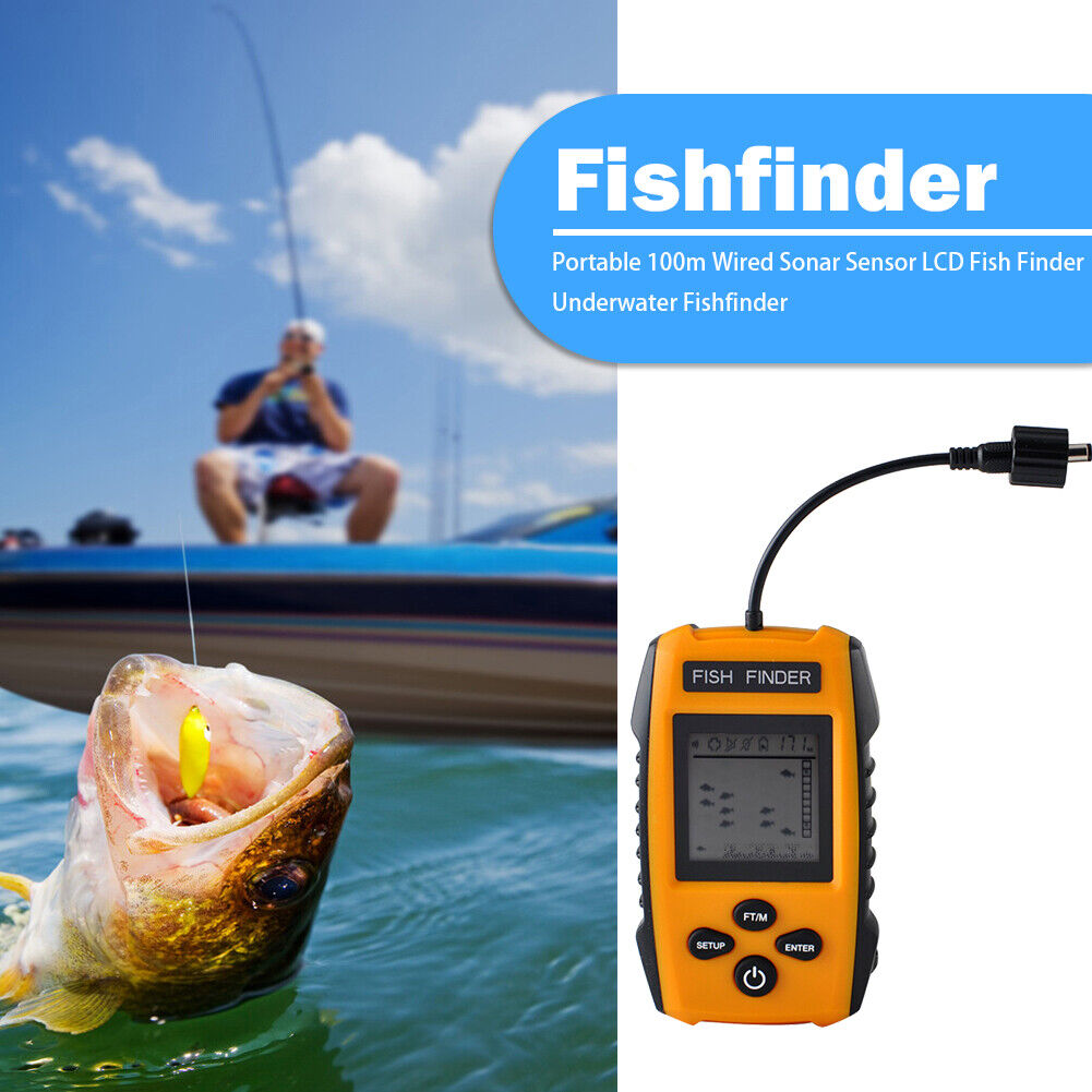 Portable 100m Wired Sonar Sensor LCD Fish Finder Underwater Fishfinder