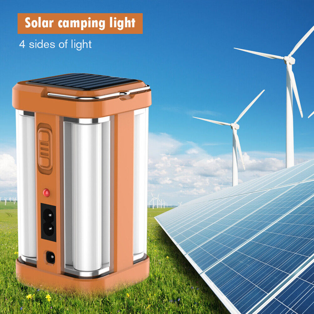 Portable Camping Light Outdoor Solar USB Charging 4 Side Tent Work Lantern
