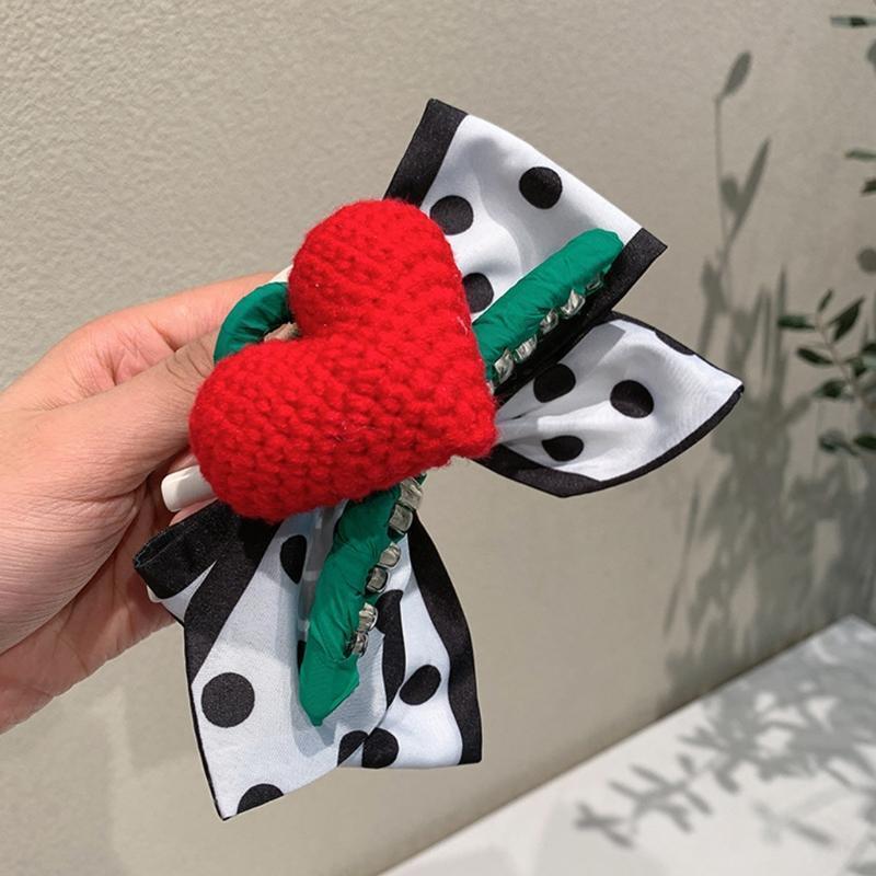 Knitted Heart Hair Claw Large Barrette French Design Hair Clamps Fashion Props