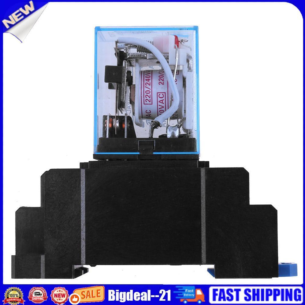 220V 10A LY2NJ Mini 8 Pin Coil Power Electric Relay With Socket Base Black