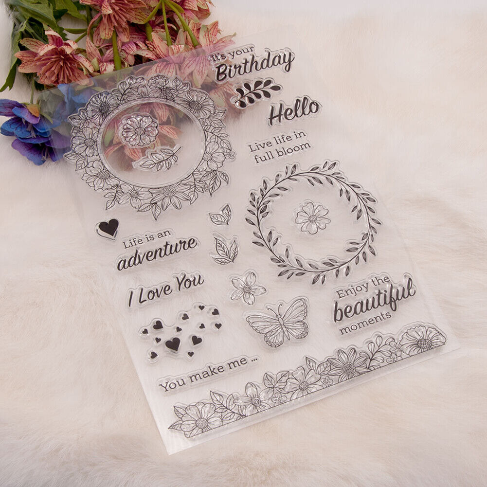 Stamp DIY Silicone Seals Flower Wreath Scrapbooking Card Photo Album Decor