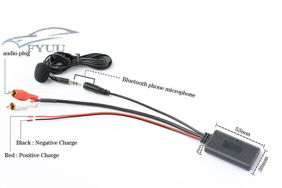 1.5 meters Car 2RCA Bluetooth Connection Wireless Adapter AUX Music+MIC Phone