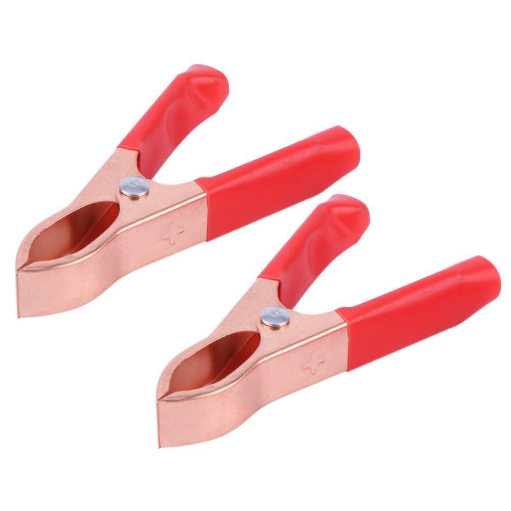 2Red+2Black 30A 72mm Copper Coated Car Battery Test Clips Alligator Clamps