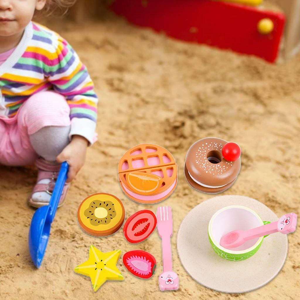 12Pcs Wooden Pretend  Set for   Toddlers Birthday Gifts