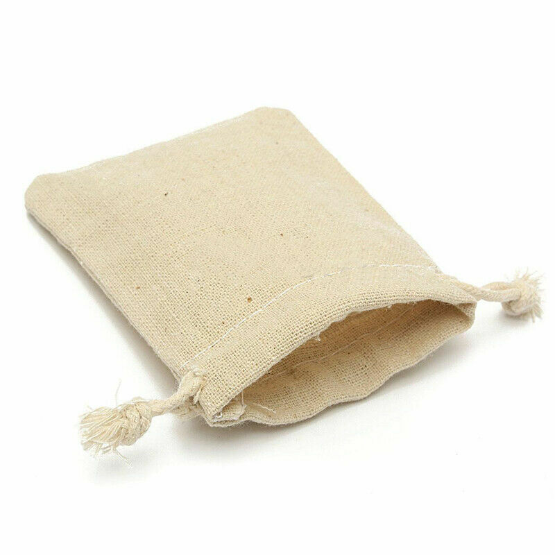 30x Small Bag Natural Linen Pouch Drawstring Burlap Jute Sack Jewelry Gift Wed