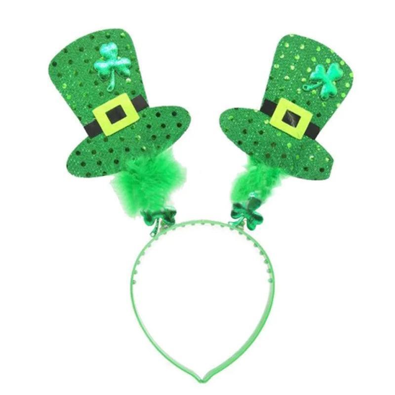 Saint Patricks Day Costume Accessories Set Green Shamrock Clover Headband Sash