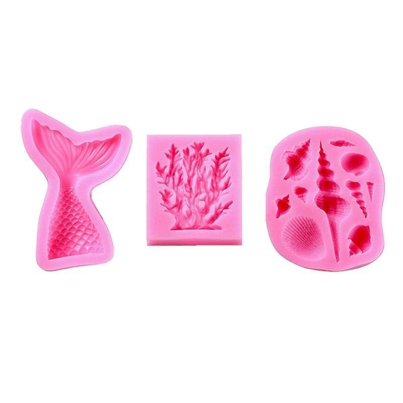 6Pcs/Set Marine Theme Cake Silicone Molds Tail Seahorse Starfish Seashell Mould