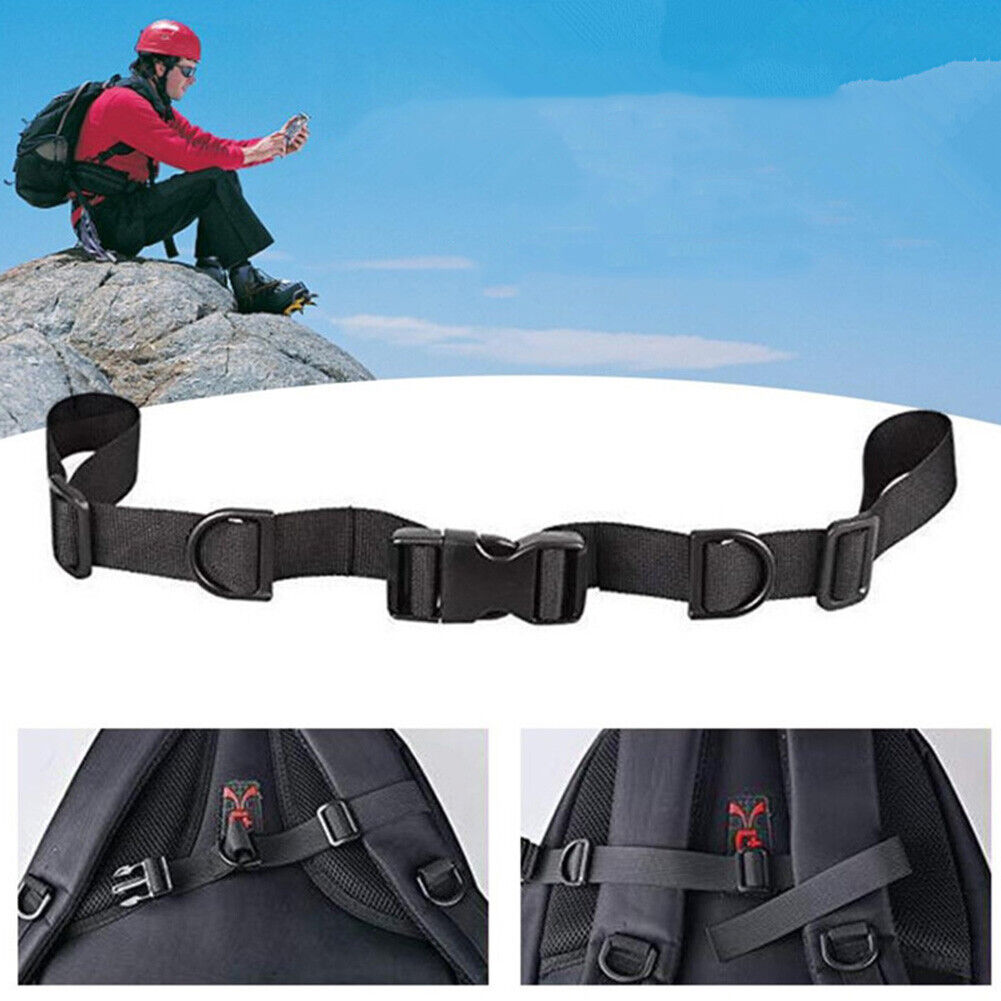 Adjustable Backpack Chest Harness Strap Non-Slip Backpack Straps (Black)