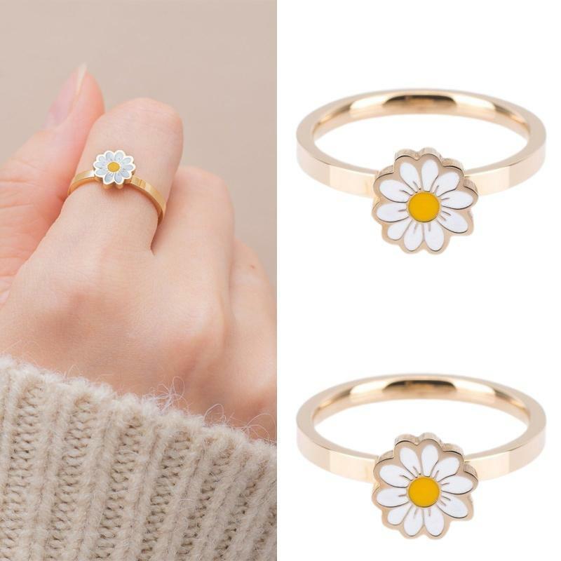Women's Daisy FlowerSpinning Rings for Relieving Anxiety for Party Jewelry Gifts