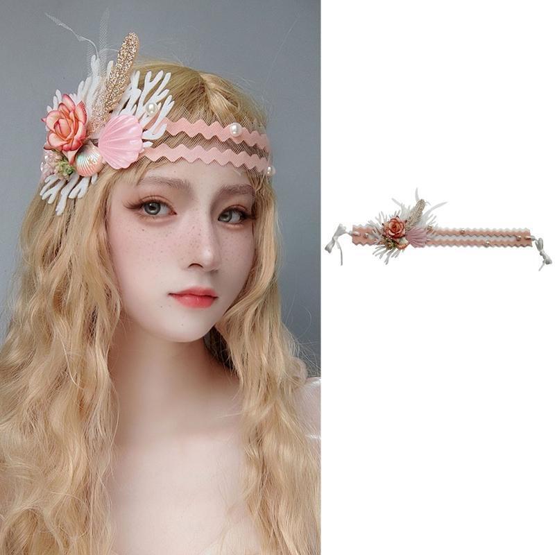 Bohemia Headpiece Flower Shell Hair Band Seaside Tiara Jewelry for Ceremony