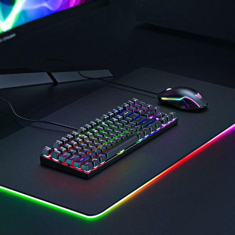 Rainbow Backlight Gaming Keyboard and Mouse Combo RGB Wired Keyboard 89 Keys