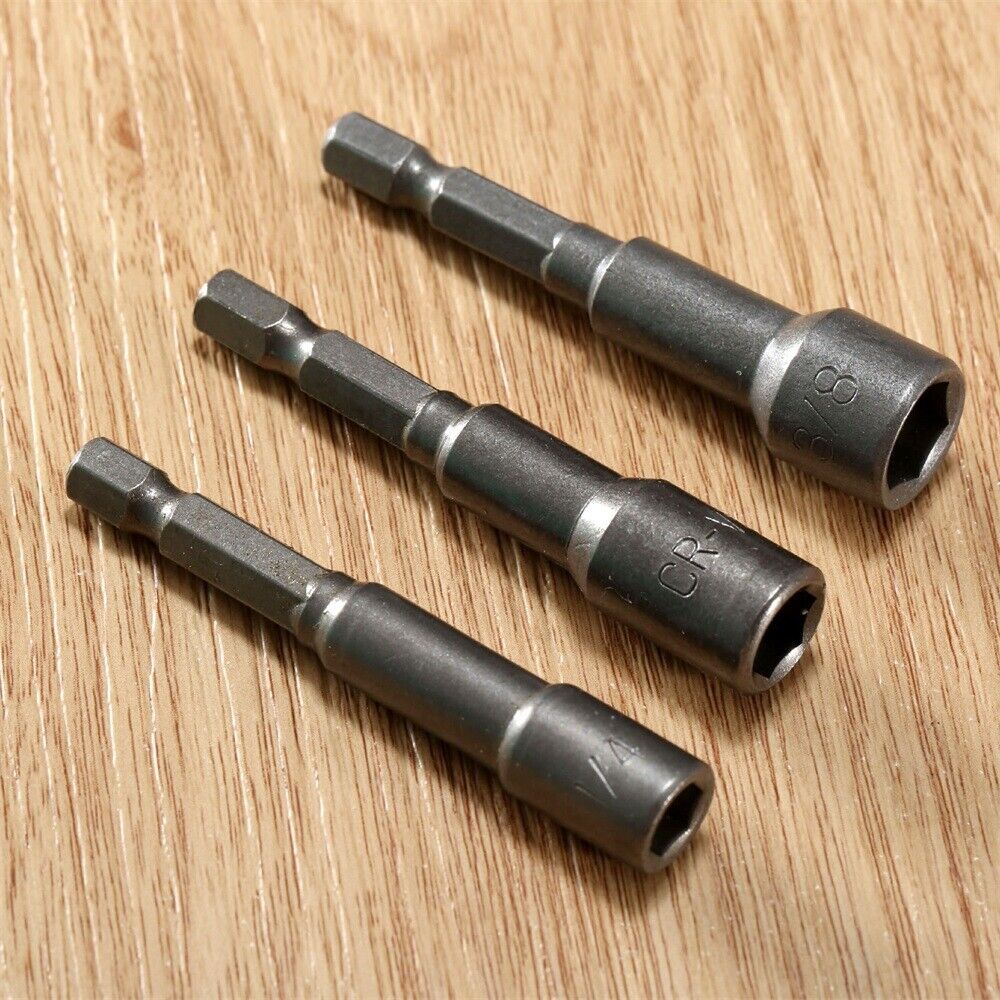 3Pcs Hex Socket Adapter Drill Bit Screwdriver Socket Nut Driver Setters Tool