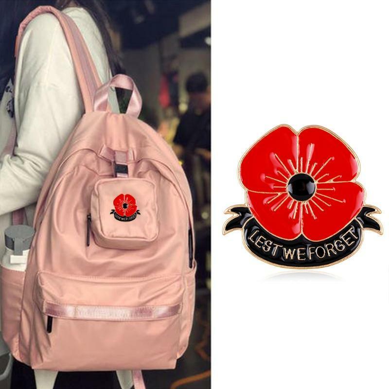 Memorial Day Gift Poppy Brooch Pins Lest We Forget Flower Badge Broach Jewelry