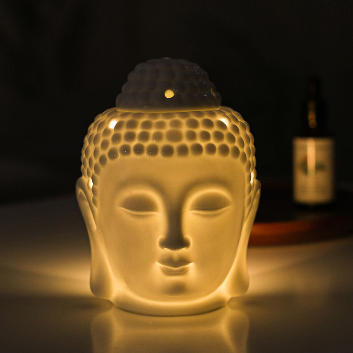 Essential Oil Burner Diffuser, Ceramic Buddha Head Aroma Candle Holders