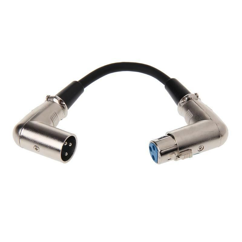 90 Degree Angled 3-Pin XLR Male To Female Audio Cable 0.2m For Microphone Mixer