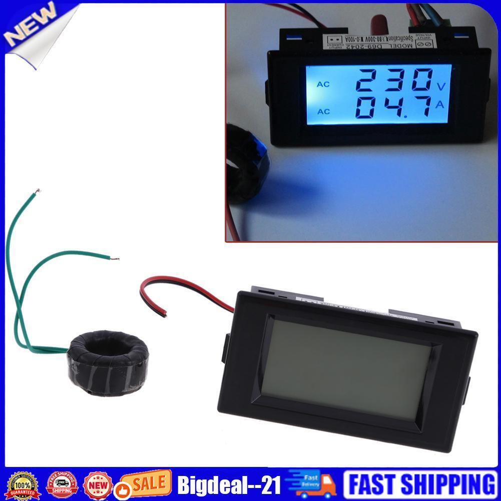 Digital AC 300V 100A LCD Dual Panel Volt Amp Combo Meter +CT 110V 220V 240V