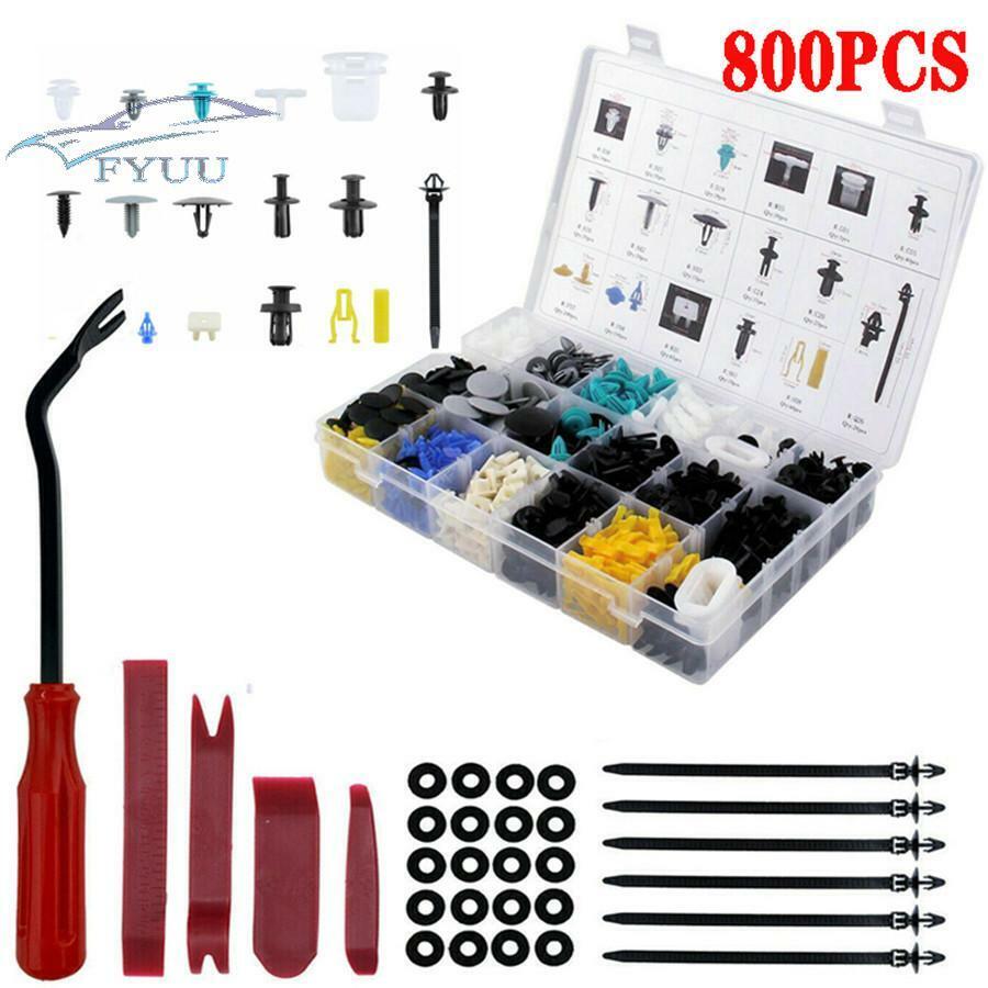 Mixed Car Bumper Panel Fender Retainer Push Rivet Fastener Clips Tool Kit