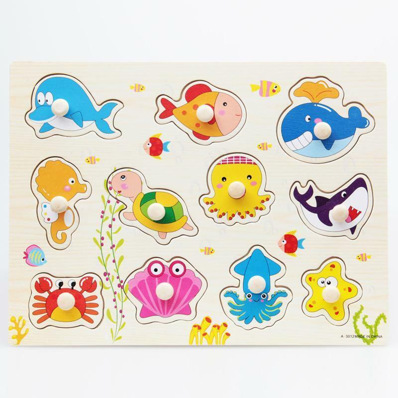 4  Wooden Jigsaw Puzzle Baby Toddler Preschool  Educational