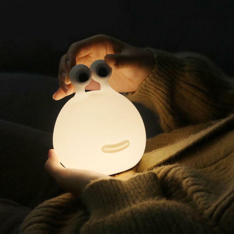 Cute Soft Slug Shape Night Light with Touch Control USB Rechargeable Desktop