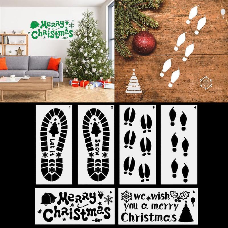 6PCS/ Pack Classic Christmas Painting Stencil Kit Christmas Decoration Supplies