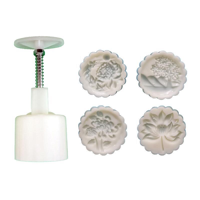 Plants Shape Stamps Moon Cake Moulds for Mid-Autumn Festival DIY Baking Mooncake
