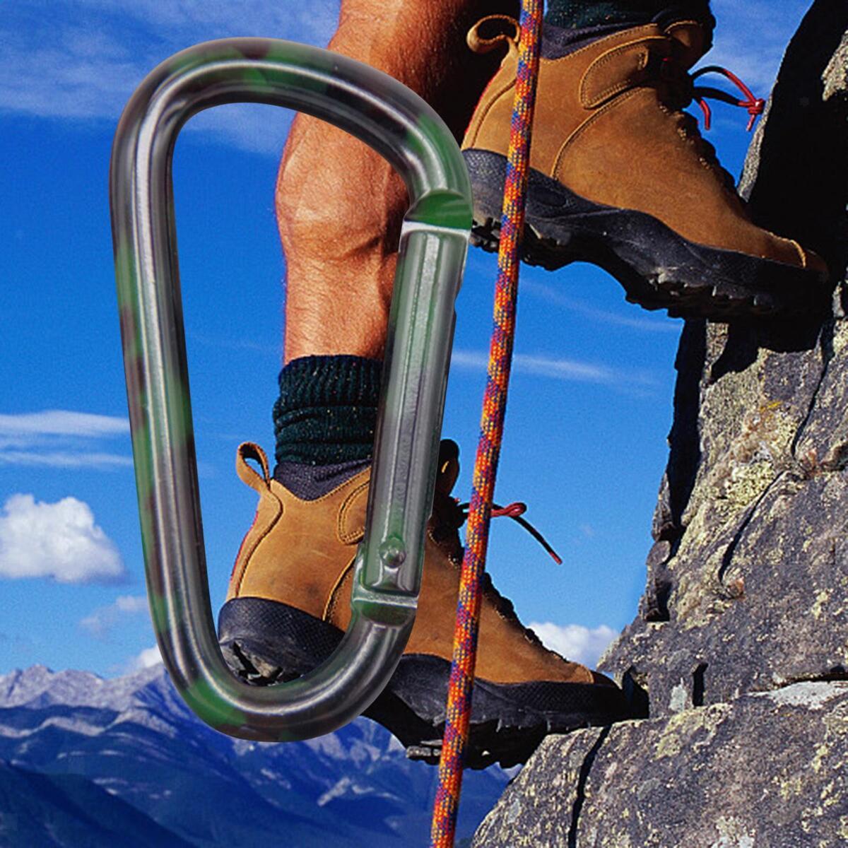 Aluminum Alloy Carabiner Clip Snap Hook Keyring D Shaped for Camping Outdoor