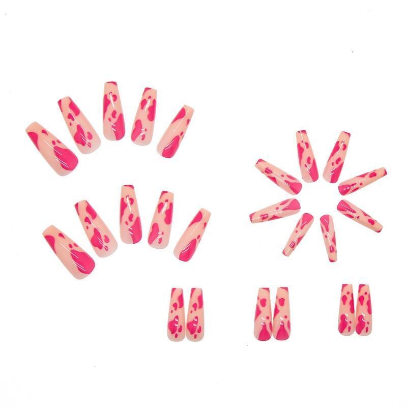 Press On Nails Cow Print  False Nails for Girls French Tip Ballerina Press On