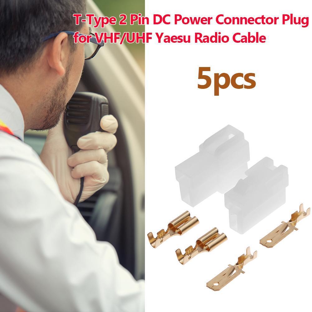5pcs T-Type 2 Pin DC Power Connector Plug for VHF/UHF Yaesu Radio Cable