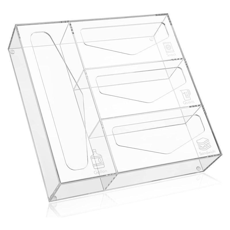 Bag Storage Organizer Box Bag Dispenser Holder for Gallon Quart Snack Bags