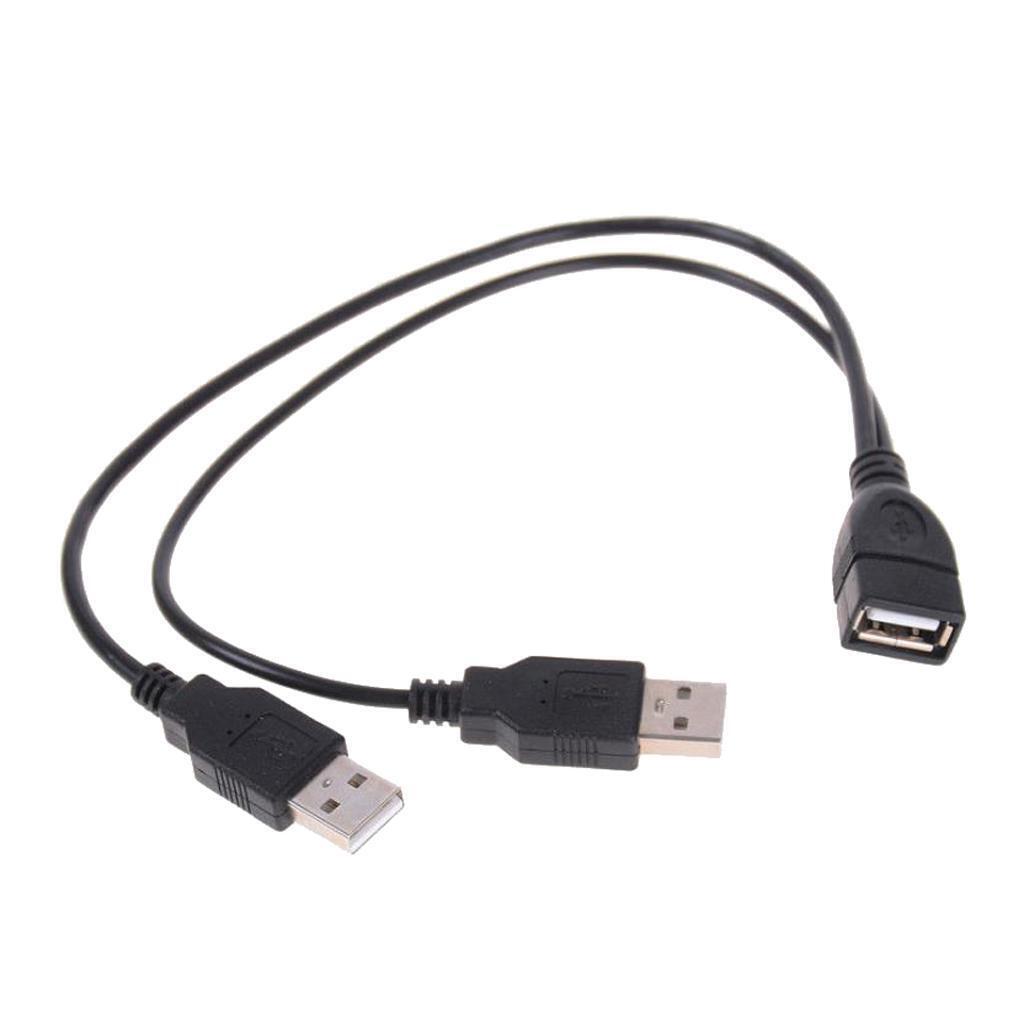 USB 2.0 socket to two USB male splitter hub charger data cables