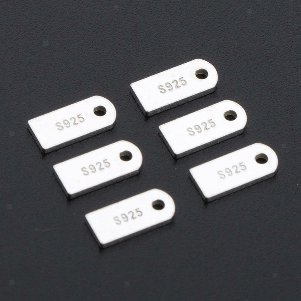 6x 925 Sterling  Stamping Tags Charm Pendants Jewelry Supplies 80x30mm