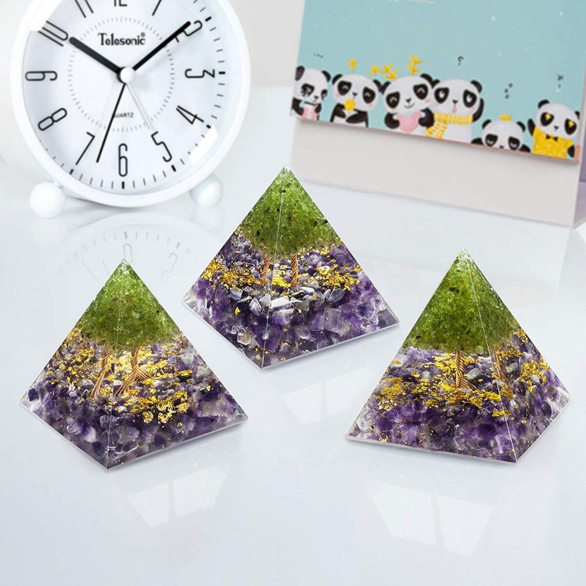 Crystal Chakra Orgone Pyramid Energy Orgone Stone Amethyst Peridot Crystal