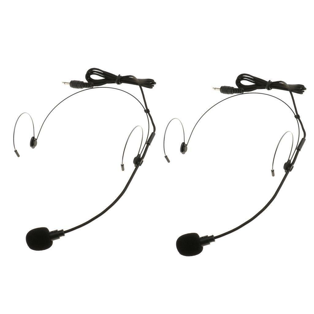 2 Pieces Double Ear Hook  Headset Headworn Microphone 3.5mm