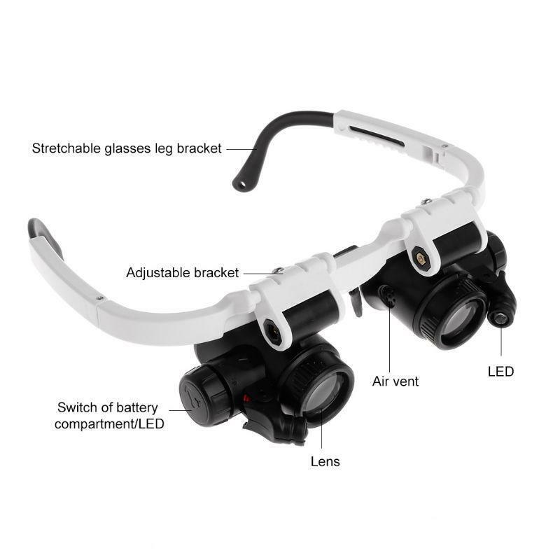 8X 23X Headband Magnifying Glas w/ 2 LED Lights Dual-Lens Eye Loupe Magnifier