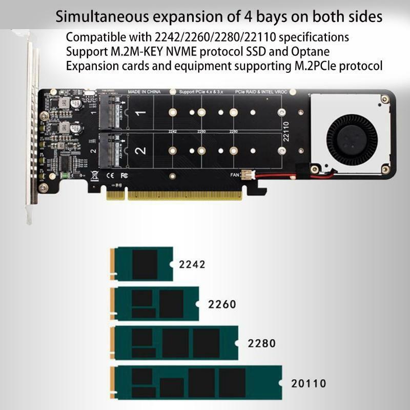 14000Mb/s NVME Adapter M.2 NVME M Key to PCIE 4.0 X16 Expansion Riser Card RAID