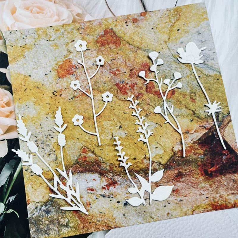 Blossom Flower Grass Metal Cutting Dies Wild Plants Embossing Stencil Template