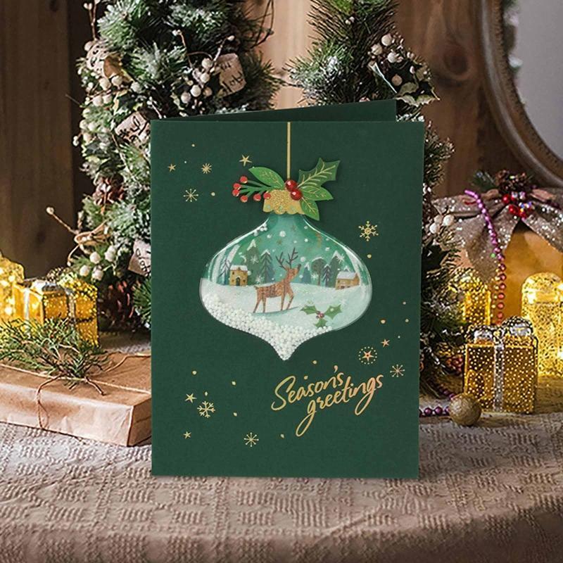 Christmas Greeting Cards Foam Snowflake Advanced Blessing Crad With Envelope