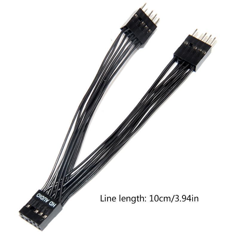 Audio Y Splitter Cable 9Pin Female to 2 Male for PC Motherboard Extension Cable