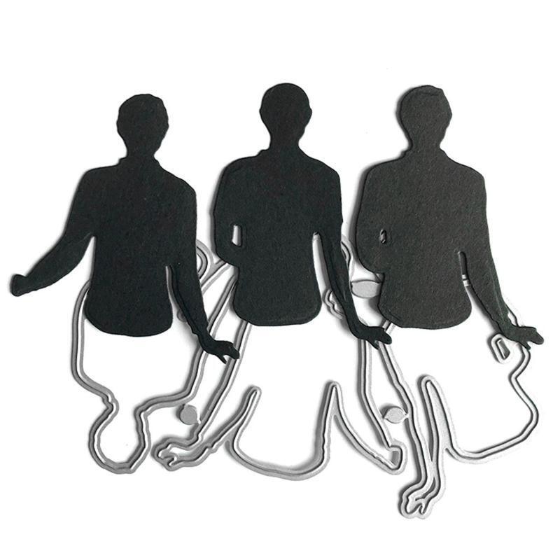 Sitting Man Back View Style Frame Carbon Steel Cutting Dies DIY Scrapbooking